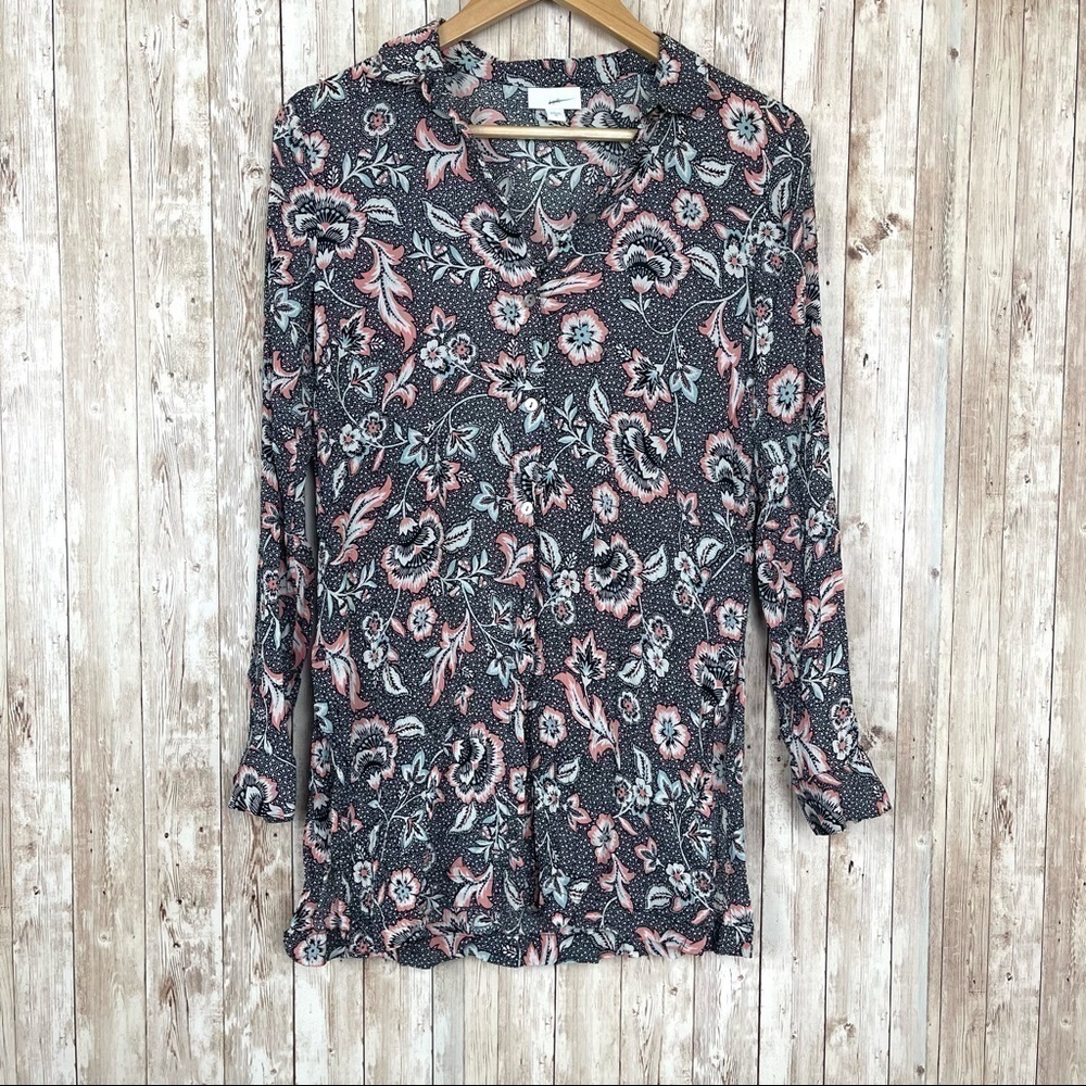 J. Jill Long Sleeve Floral Button Front Top Size XS Women